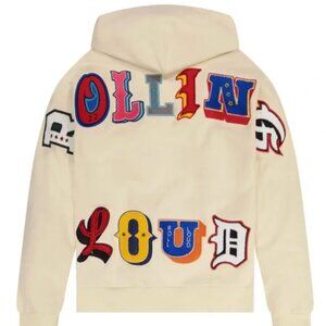 Rolling Loud Big Chenille Zip-Up Sweatshirt Creme Size XL Men's